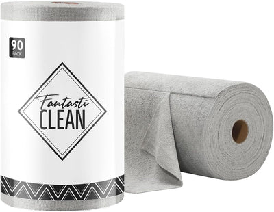 Rollo paño microfibra 90 toallas 12x12pulg reutilizables gris