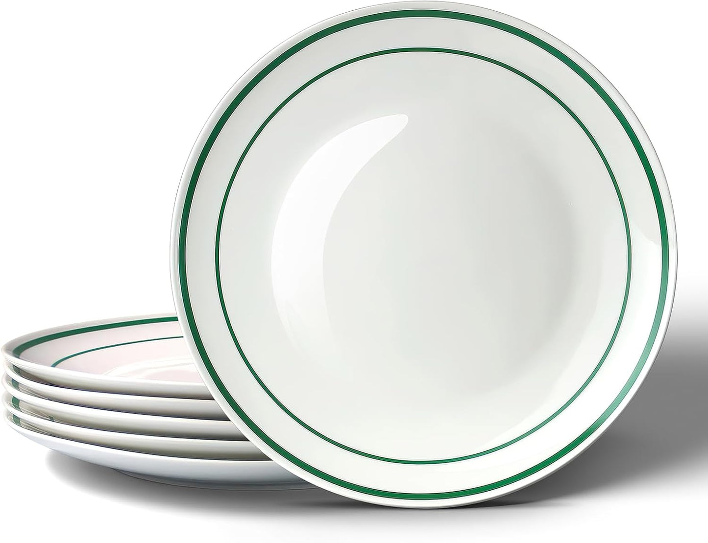 Plato de cerámica para 6 personas 10.5 pulgadas blanco y verde