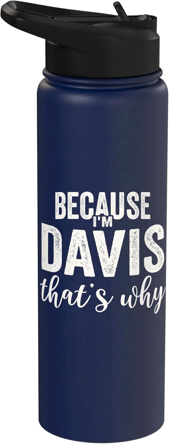 Botella agua acero inox aislada nombre Davis