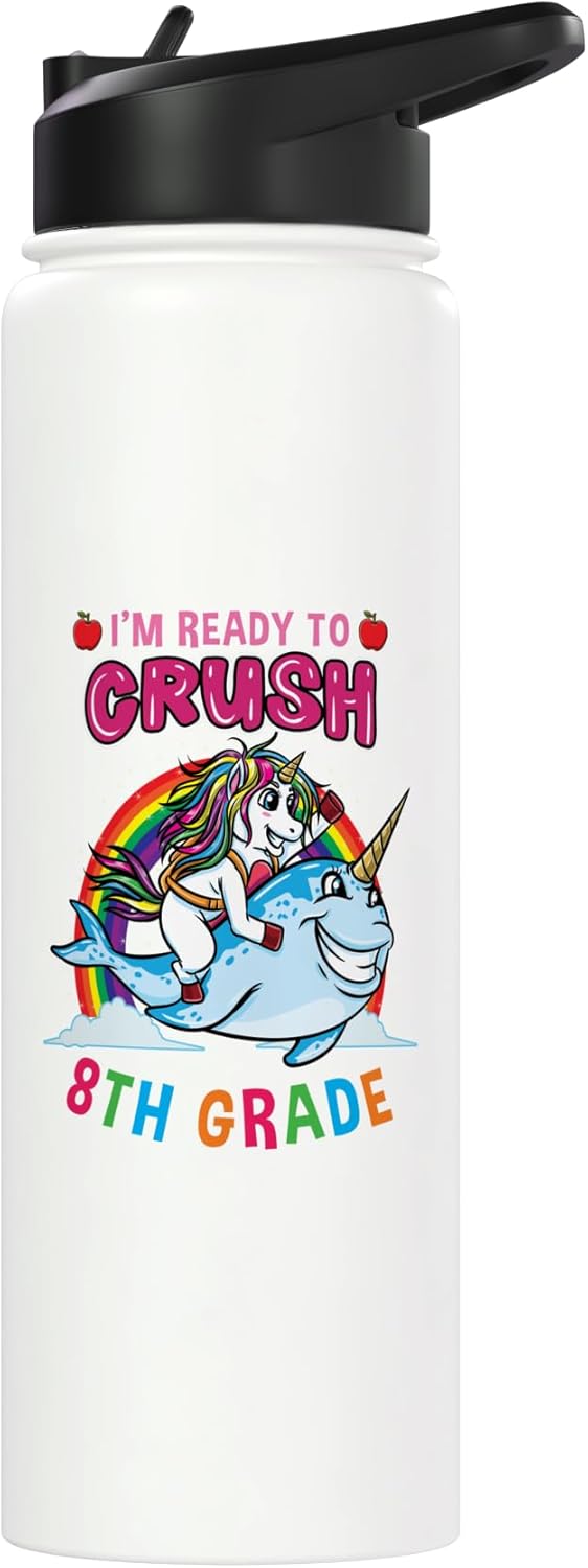 Botella de agua acero inoxidable unicornio para niñas 8 grado