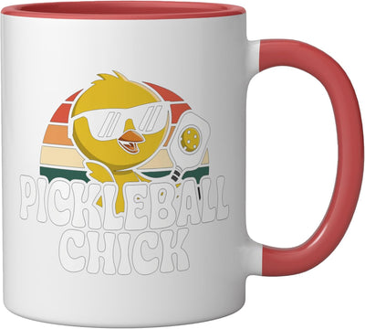 Taza de cerámica para mujer amante del pickleball rojo/blanco