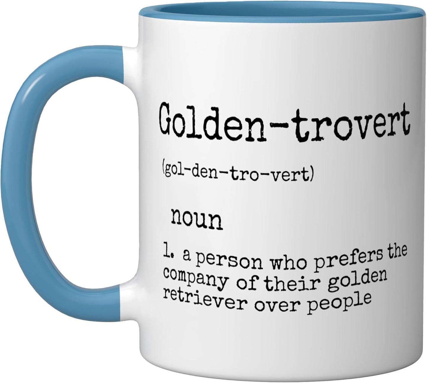 Taza cerámica para amante del perro Golden Retriever azul/blanco