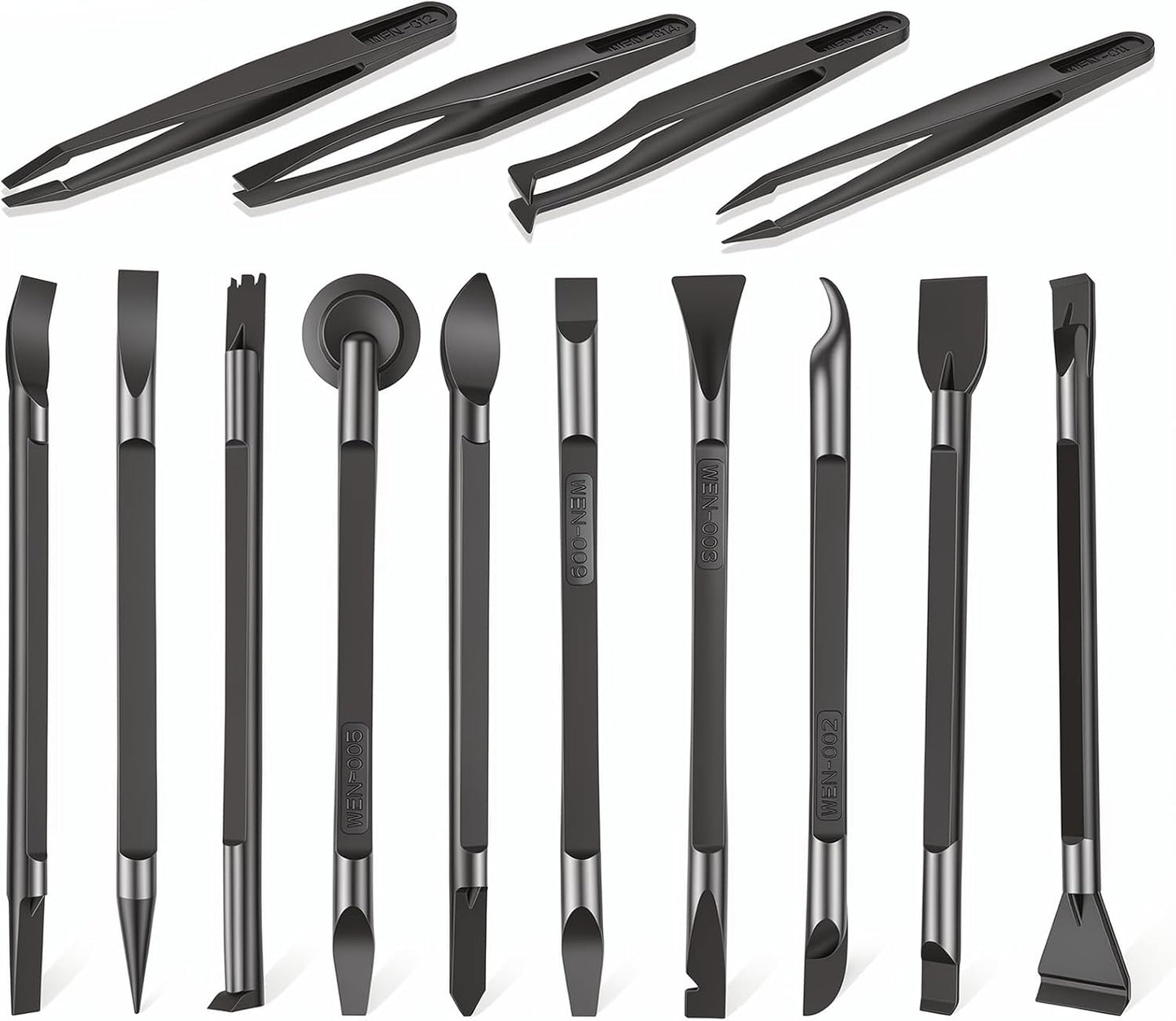14 Pinzas Plástico Antiestáticas para Electrónica y Joyas Negro