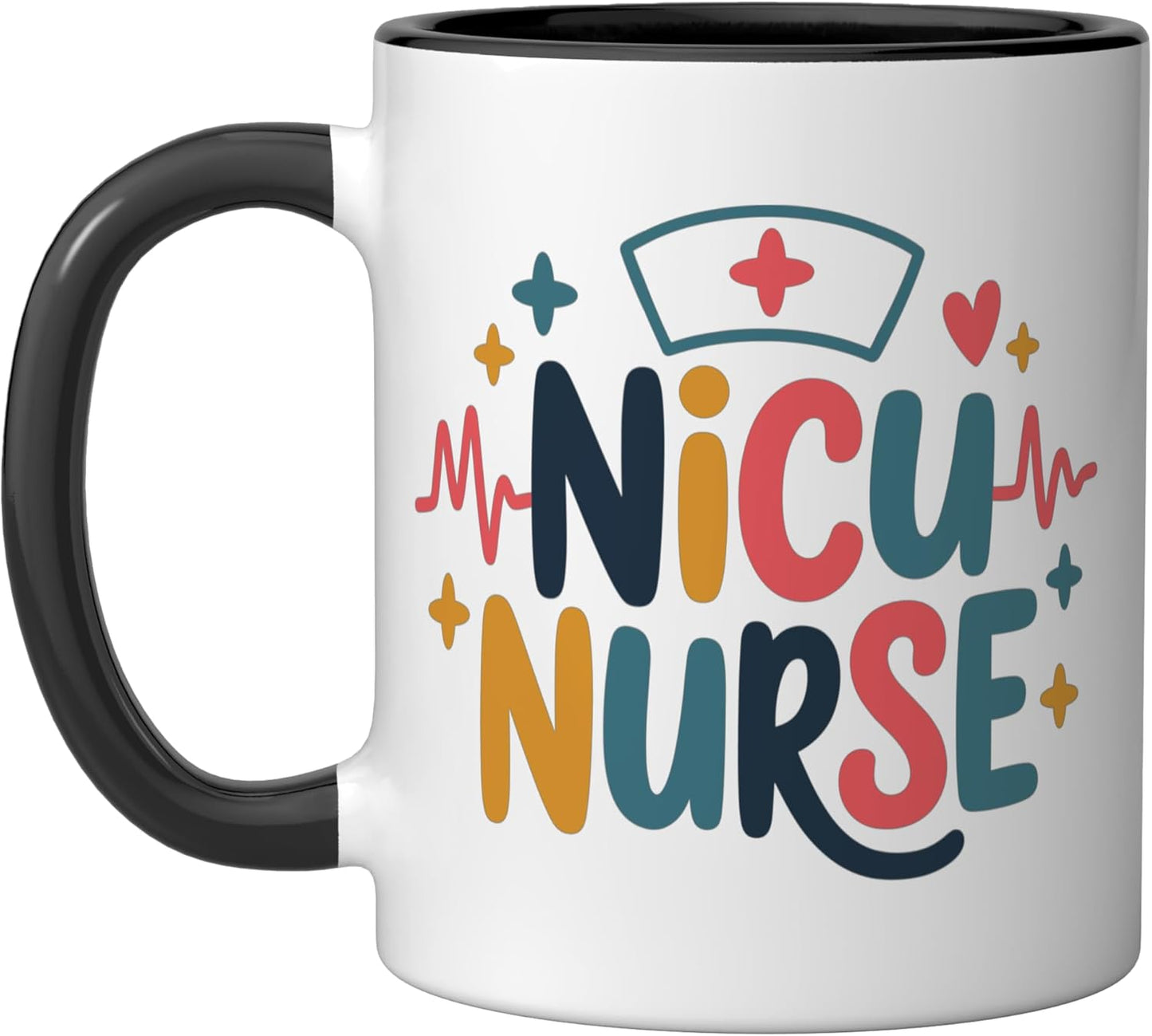 Taza cerámica para enfermeras NICU Negro/Blanco