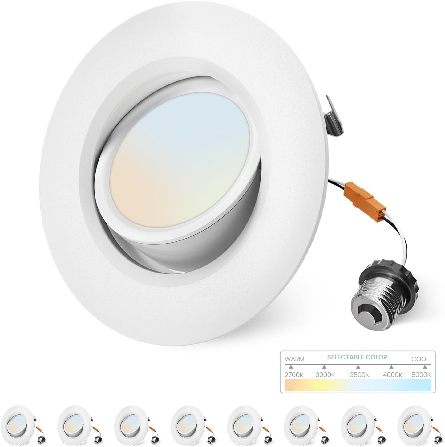 Gimbal 4pulg LED empotrado 4 luces 5 CCT 8W 700LM comp TP24/E26