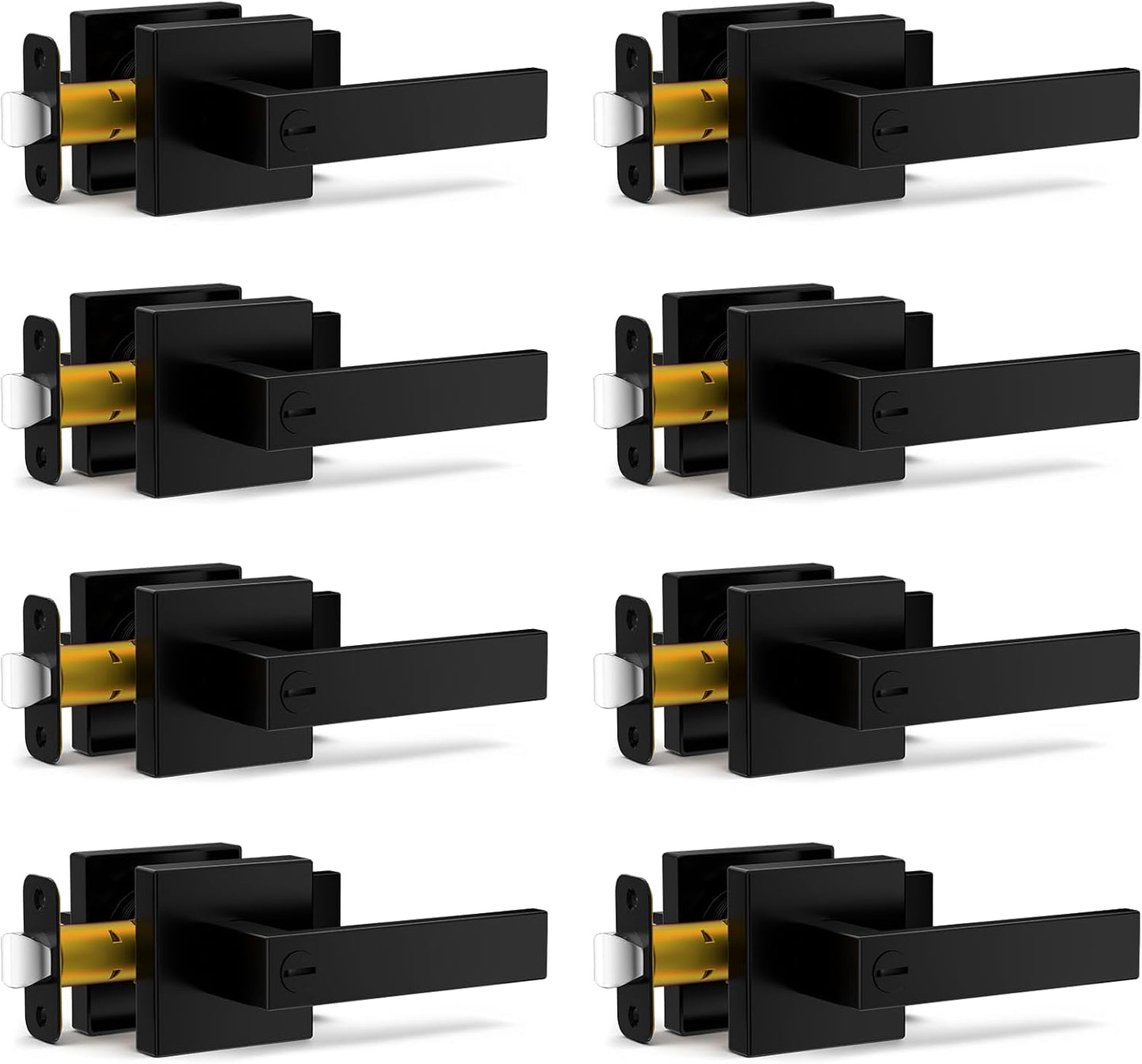 8 Manijas Puerta Privacidad Negro Mate Reversibles Interiores