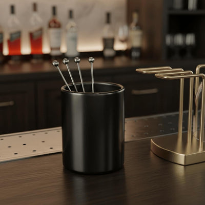 Soporte para púas de cóctel de acero inoxidable minimalista negro