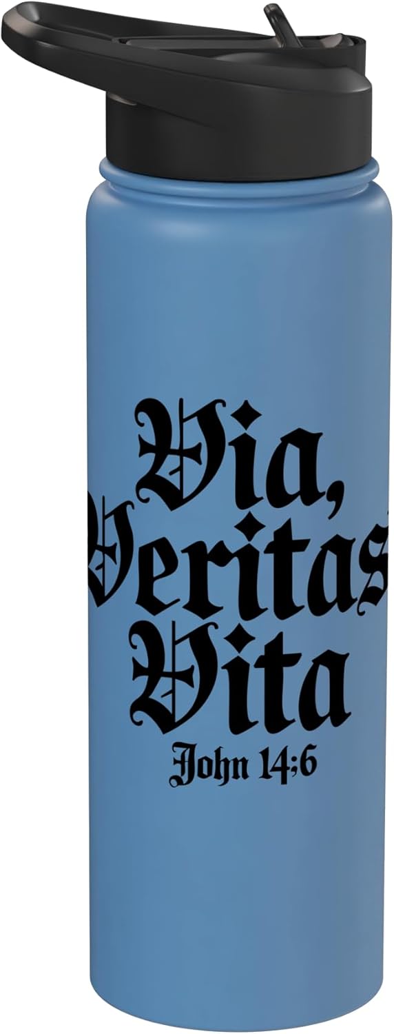 Botella agua acero inox aislada Via Veritas Vita