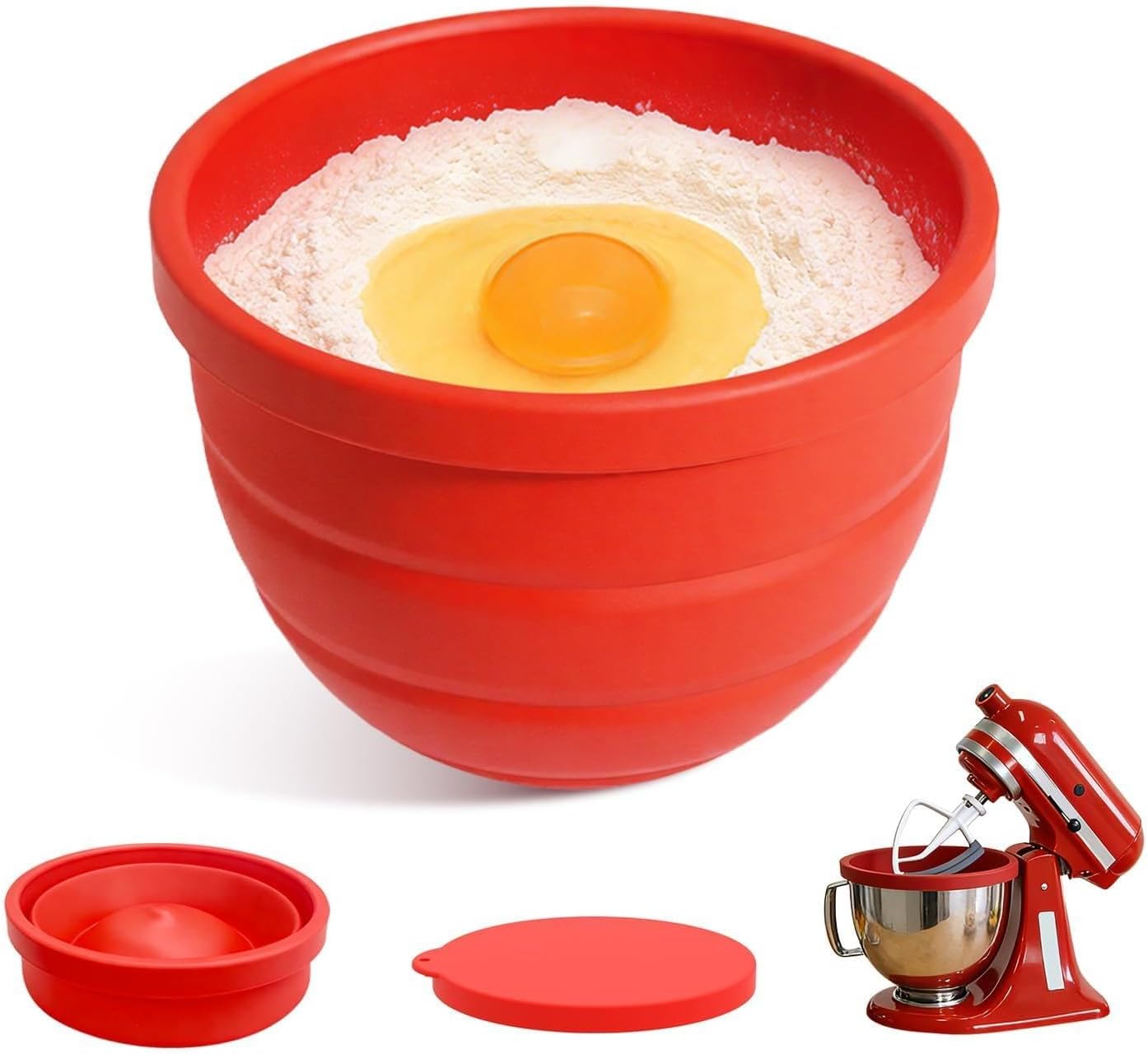 Forros silicona plegables 5qt batidora con tapas rojos