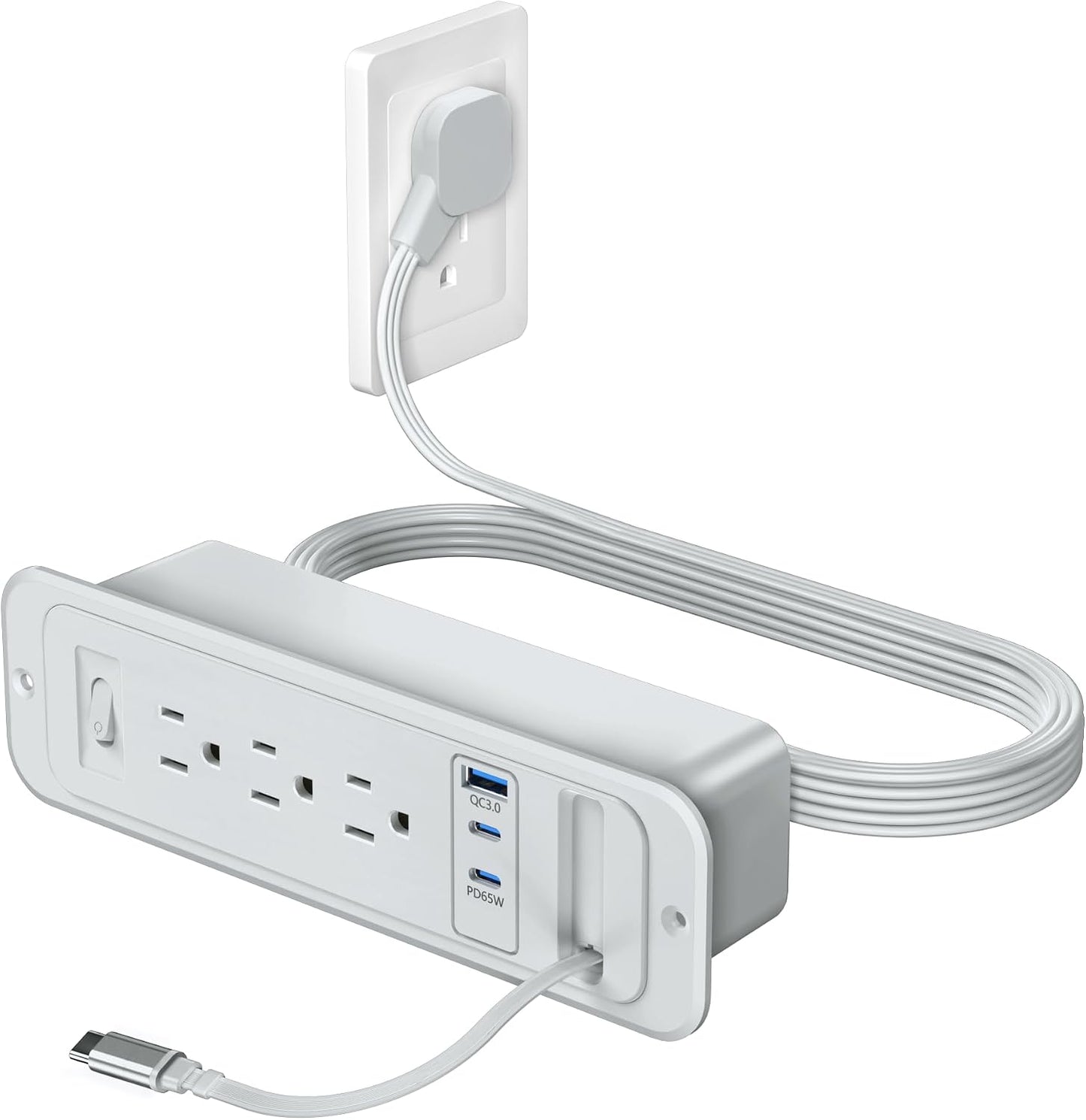 Regleta alimentación USB C retráctil 65 W salida oculta mesa