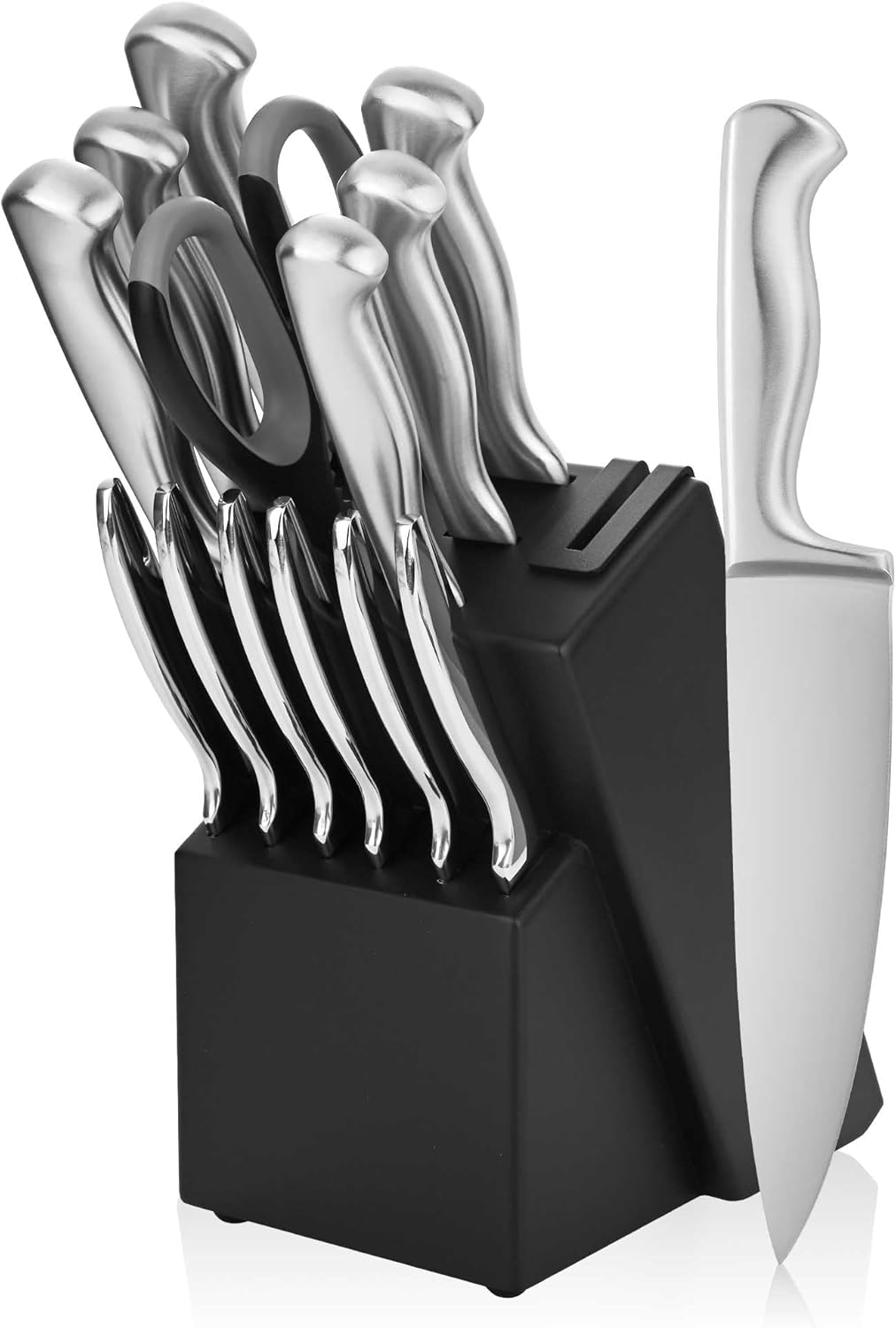 Set 15 Pzas Cuchillos Acero Inox Bloque Afilador Integrado Chef