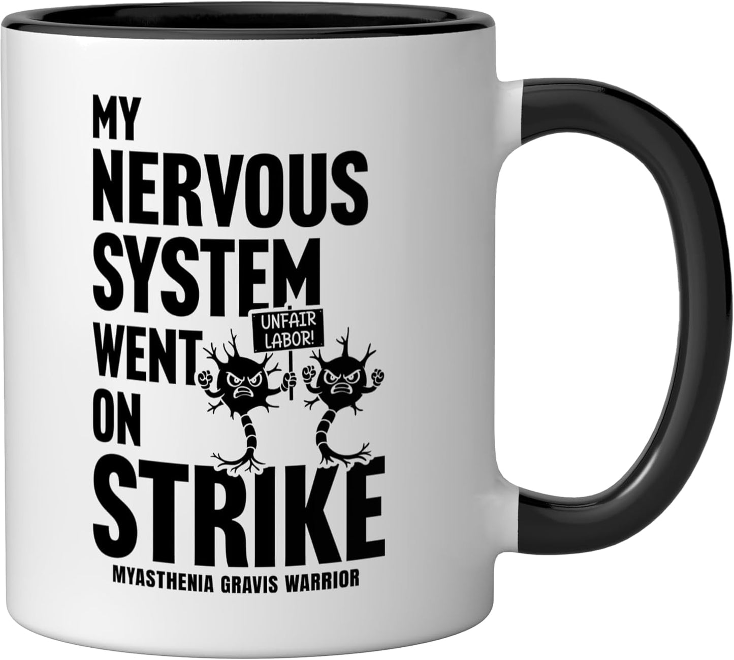 Taza cerámica para miastenia gravis guerrero negro/blanco
