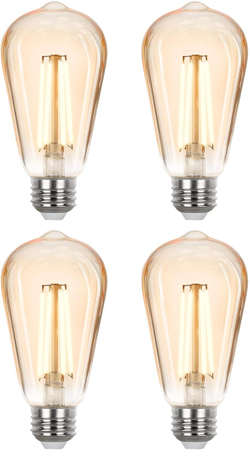 Bombilla LED Edison E26 Regulable 2700K Vidrio Ámbar Pack 4