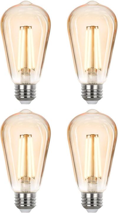 Bombilla LED Edison E26 Regulable 2700K Vidrio Ámbar Pack 4