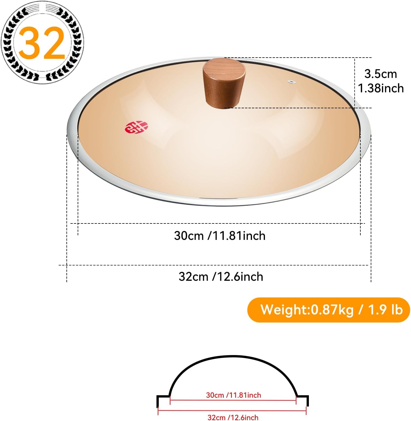 Wok hierro 12.6pulg con tapa y espátula de madera