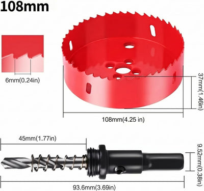 Cortador de agujeros bi-metal 4.25pulg para metal madera y plástico