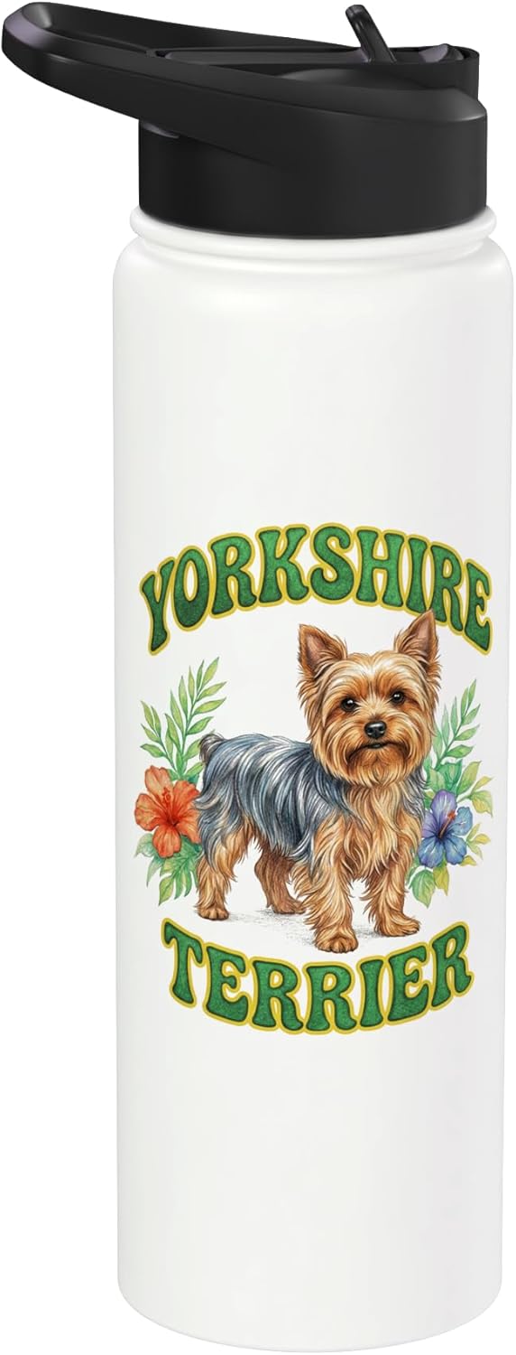 Botella de agua acero inoxidable con diseño floral boho para perros