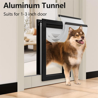 Puerta aluminio XL para perros 220lb 2 paneles bloqueo