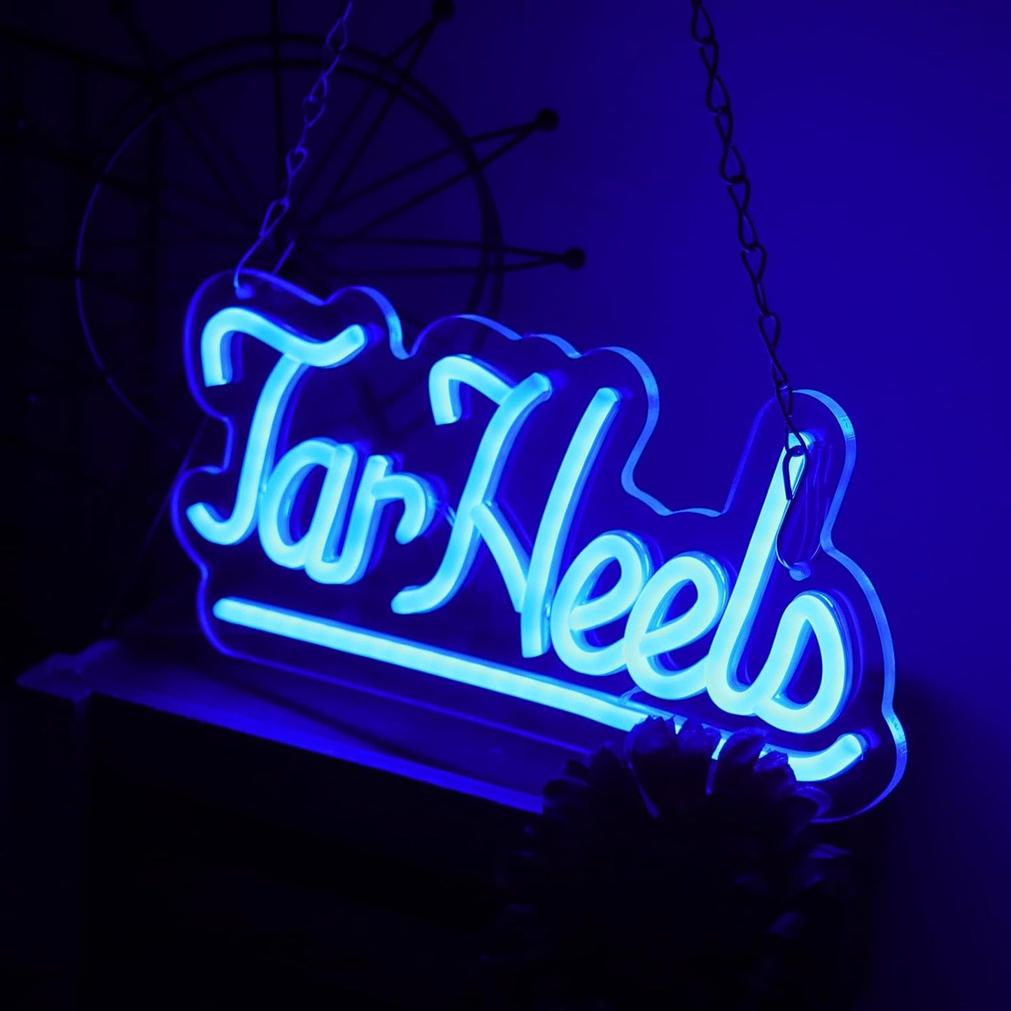 Cartelera neón azul 18x6.8 pulg LED regulables para habitación