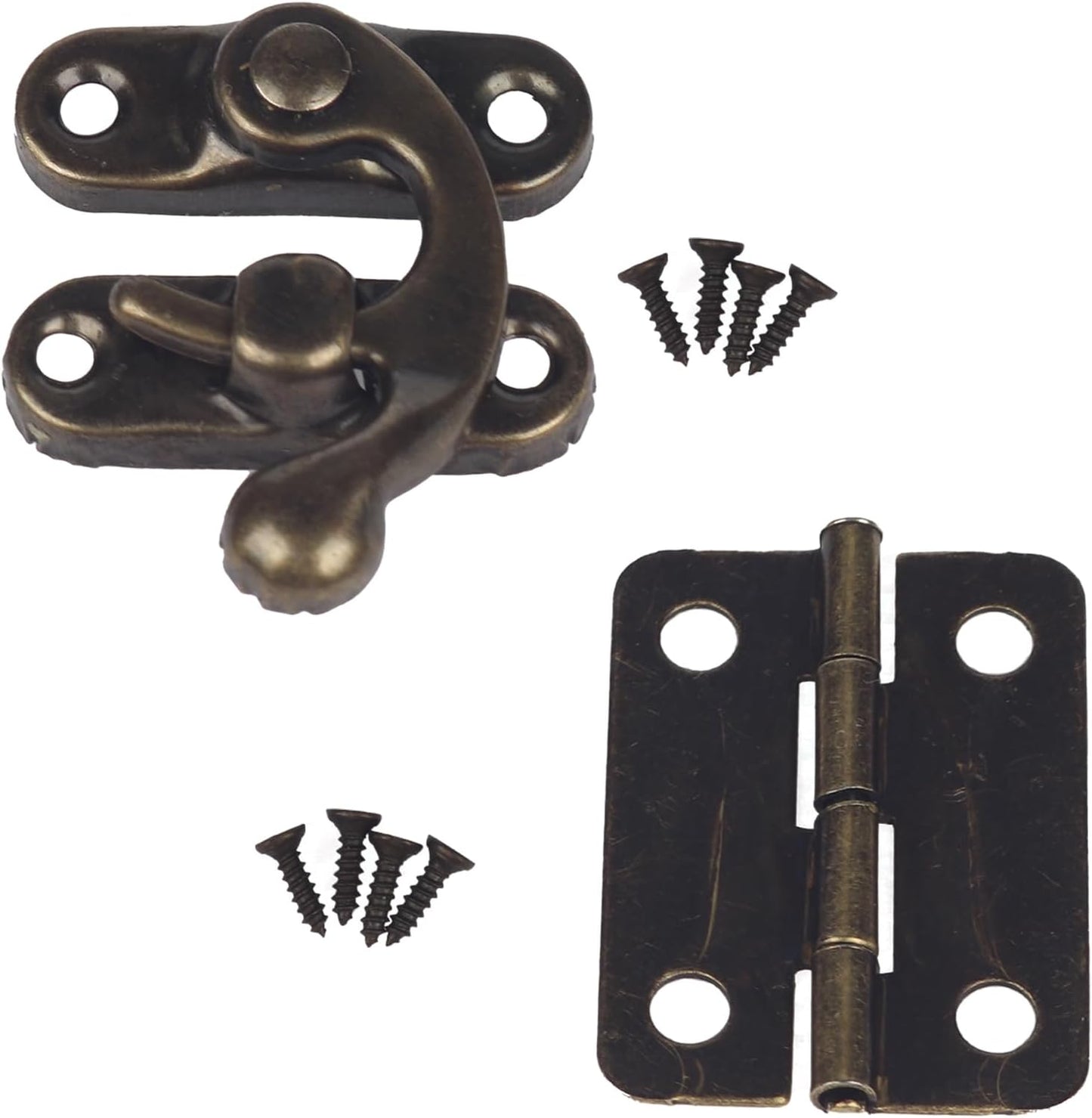 Kit herrajes bronce antiguo 2 juegos cerrojo gancho derecho bisagras