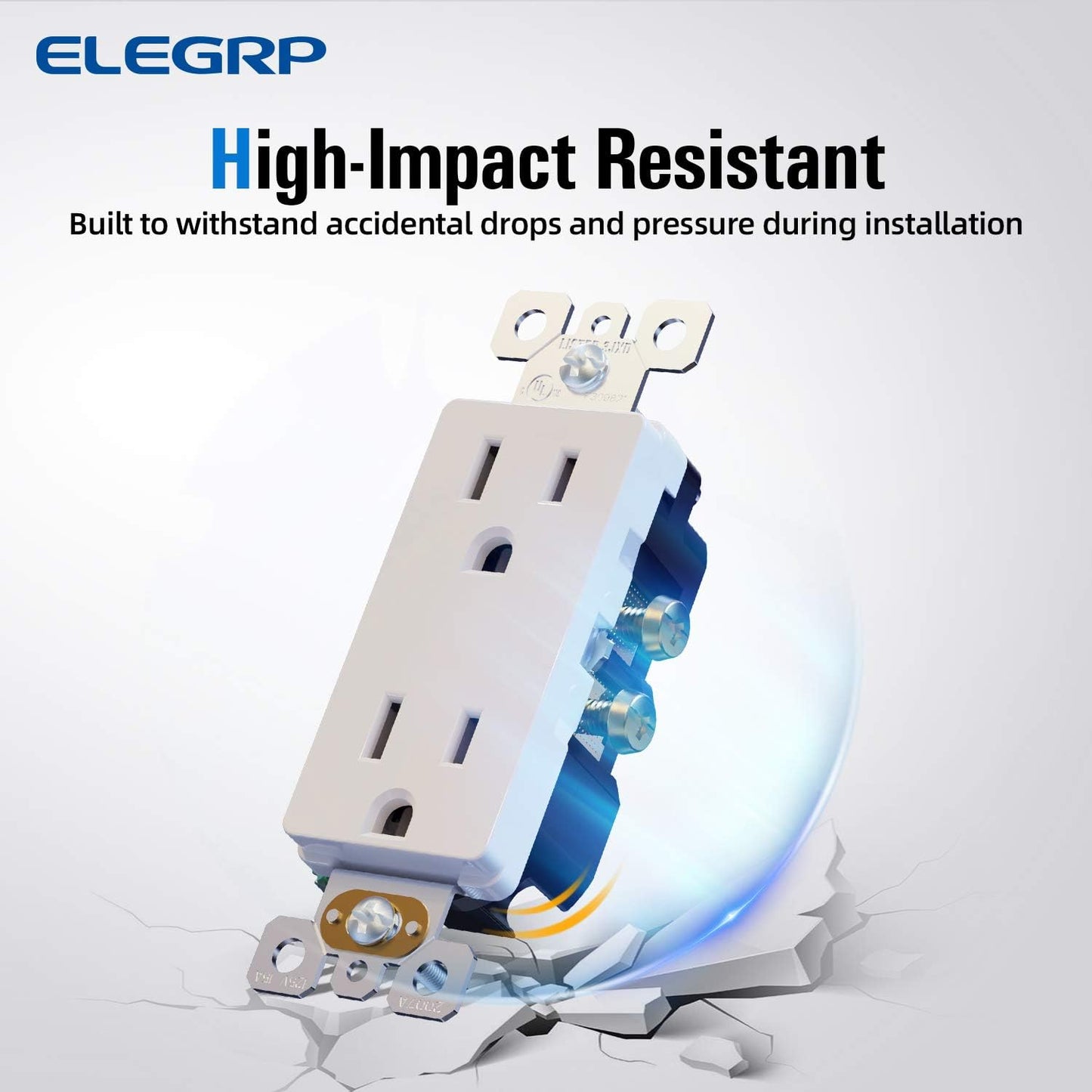 Toma pared eléctrica 15A 125V NEMA 5-15R resistente
