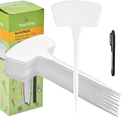 Etiquetas plástico tipo T para plantas en maceta 60 uds