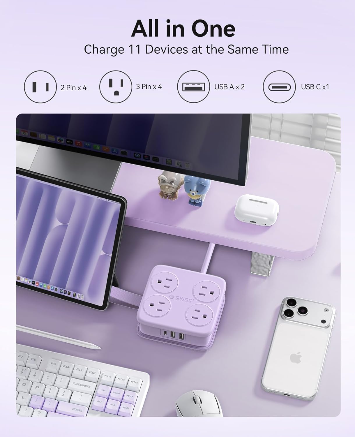 Cable extensión 5ft con 3 USB y 4 salidas escritorio