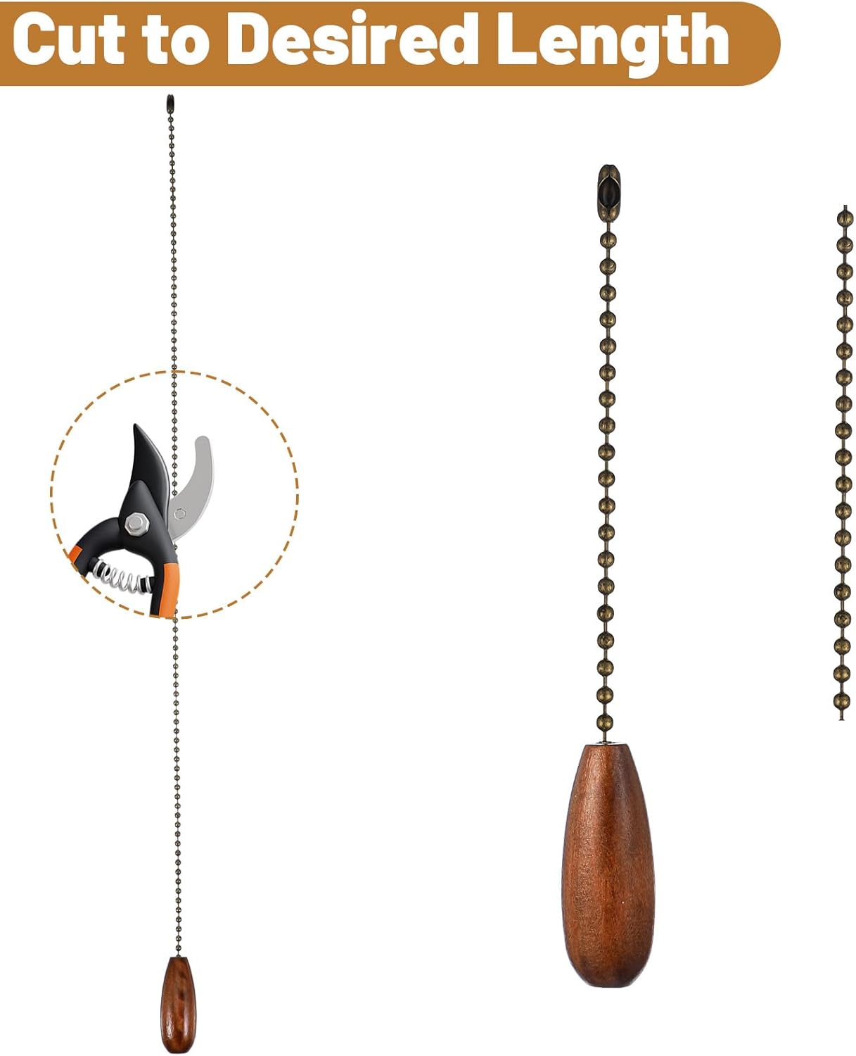 Extensión cadenas abanico 16.73pulg set 6 decorativas madera