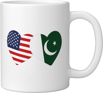 Taza cerámica bandera Estados Unidos y Pakistán blanca