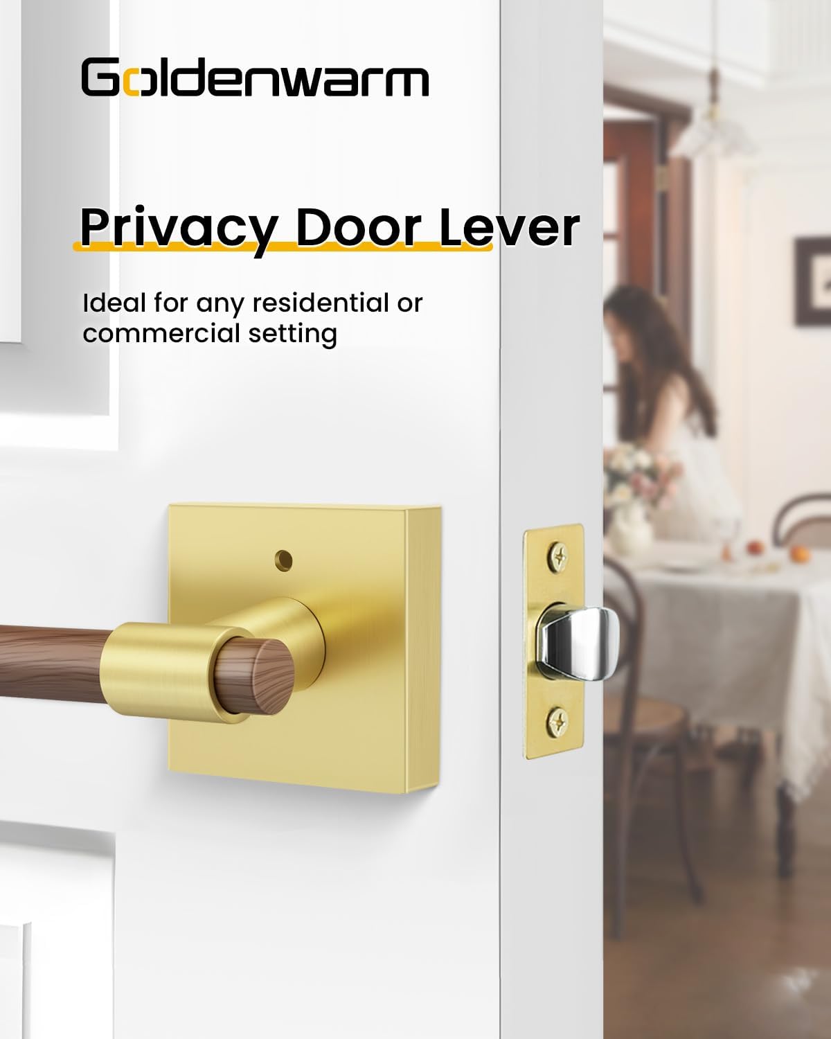3 Pzas Manijas Puerta Privacidad Acabado Madera Aleación Zinc
