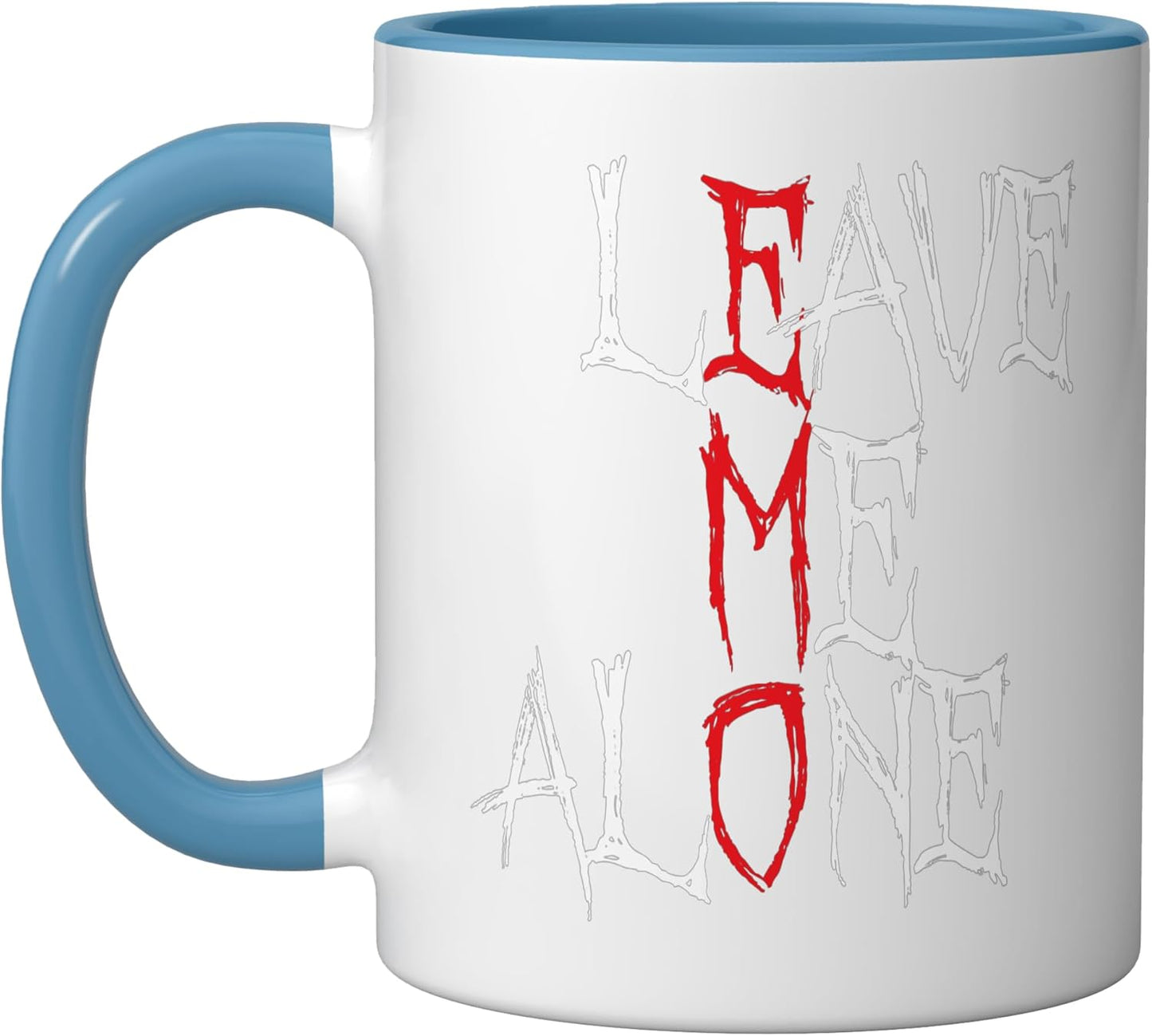 Taza cerámica emo blue/white con diseño leave me alone