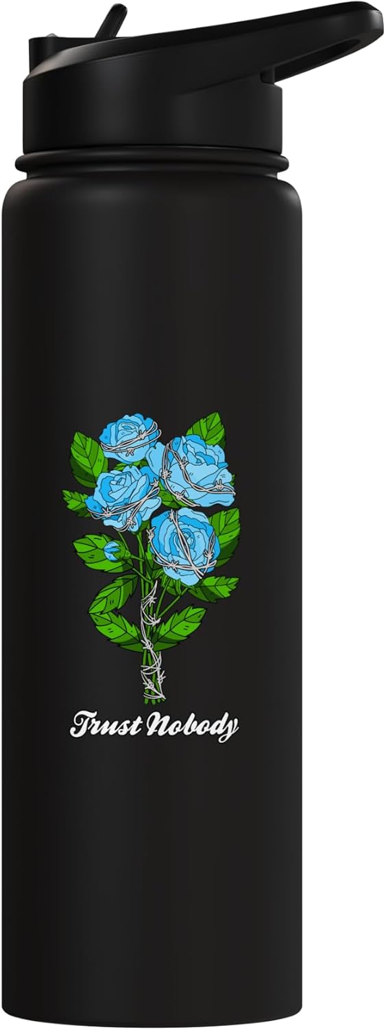 Botella agua aislada acero inox con diseño azul