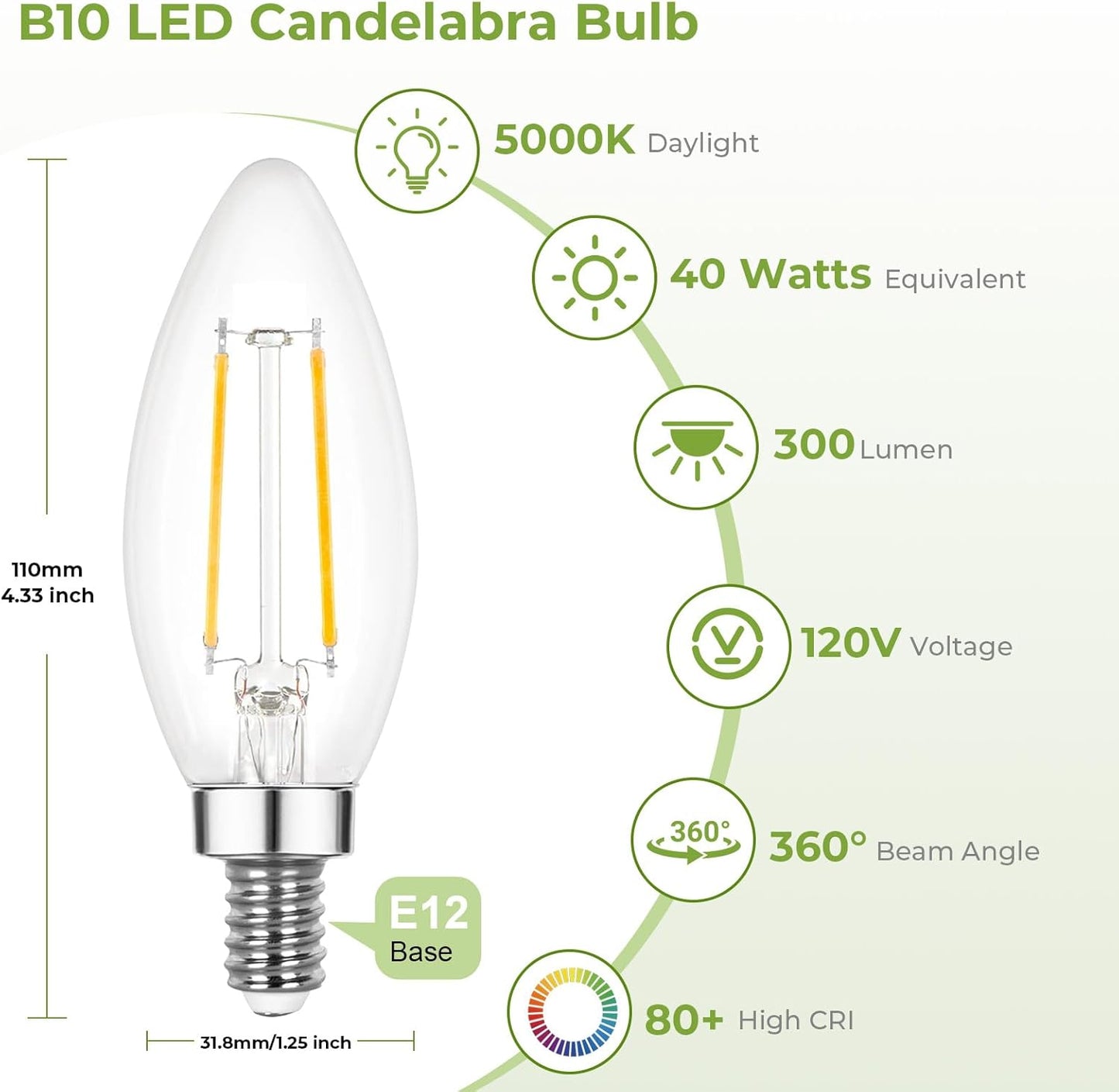 Bombilla LED E12 regulable 3W 5000K paquete 6