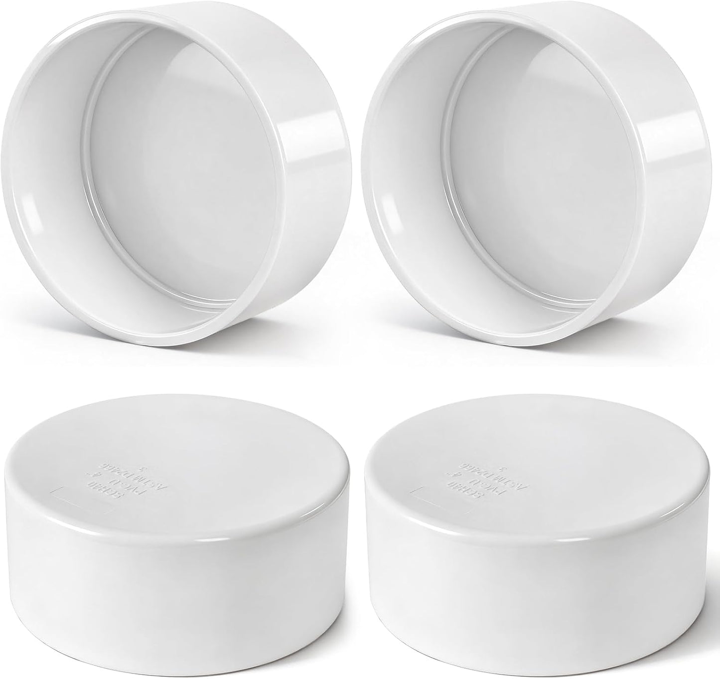 Pack 4 Tapones PVC 4pulg Comp 4.5pulg SCH40 Cubierta Tuberia Blanca