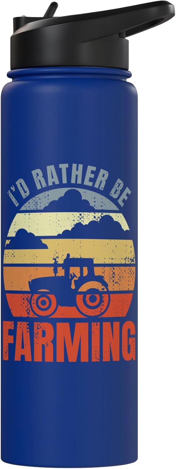 Botella de agua aislada de acero inoxidable I'd Rather Be Farming