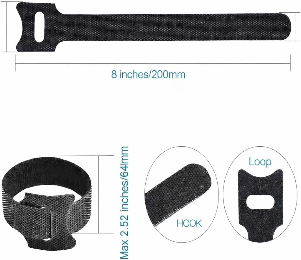 Pack 200 Bridas Reutilizables 8pulg Ajustables