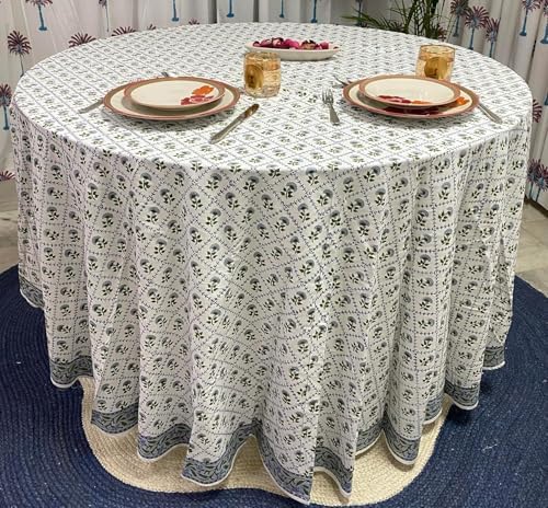 Mantel redondo indio 90pulg algodón estampado mano comedor fiestas