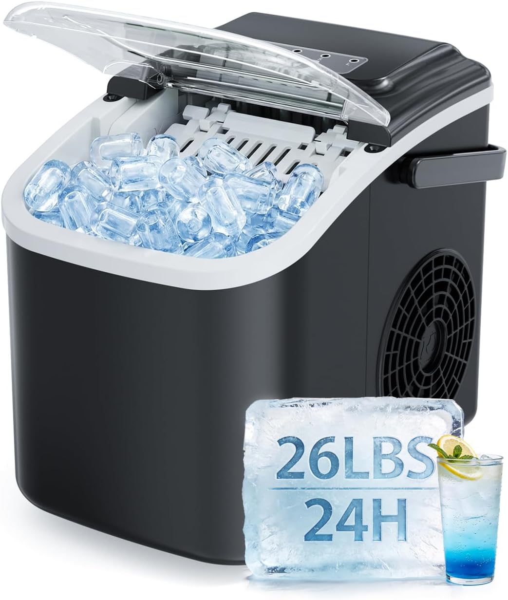 Máquina hielo encimera portátil 26lb/24h 8 cubos 6min autolimpiante
