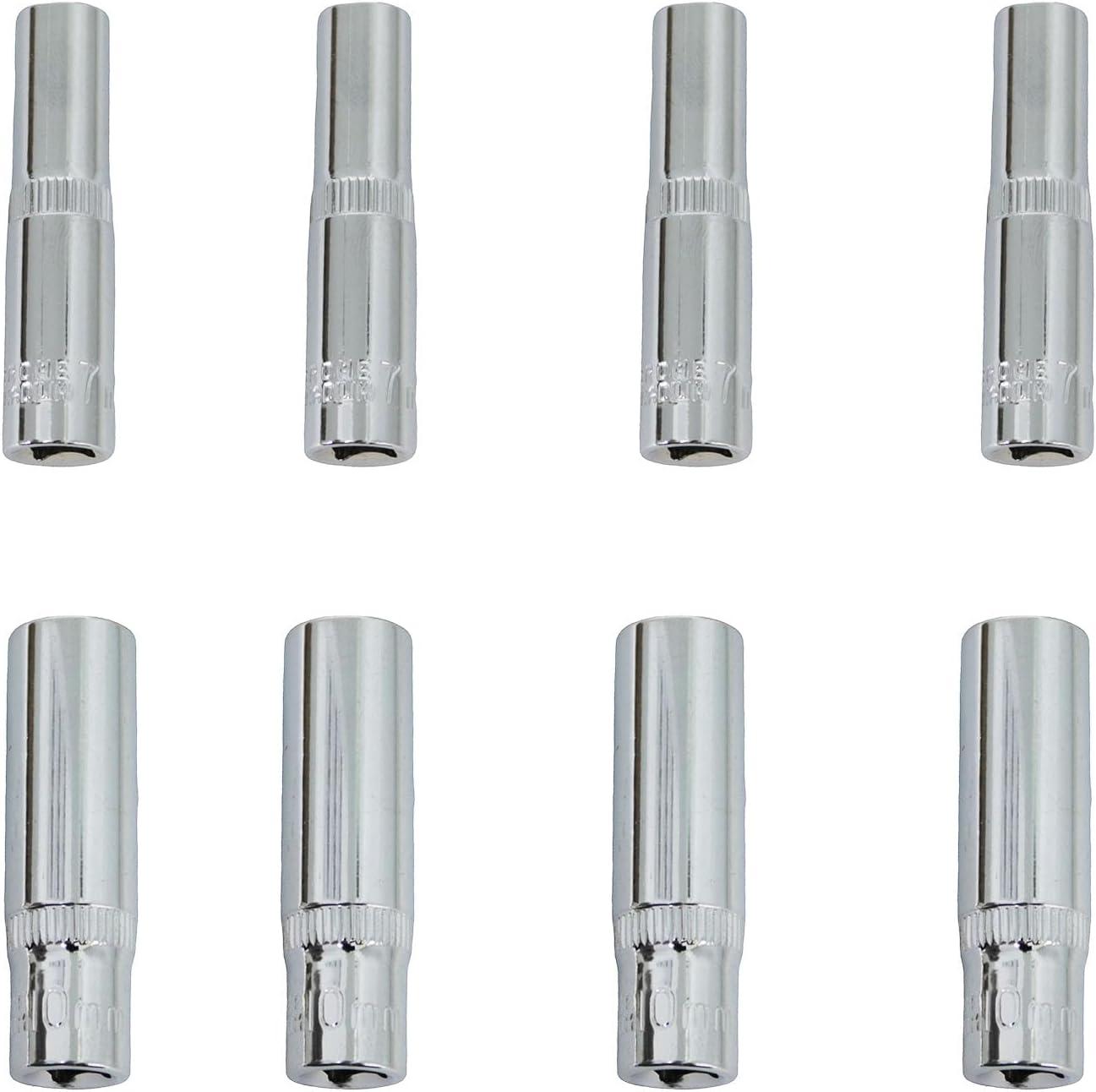 8 Pzas enchufe metal plateado hexagonal cromado