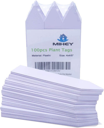 100 Etiquetas Plástico 4pulg Jardín Vivero Blanco