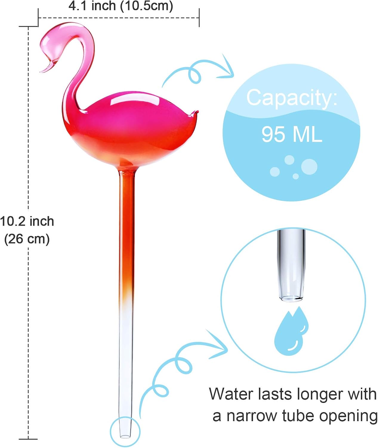 Globos vidrio riego automático 10pulg rosa intenso para maceta