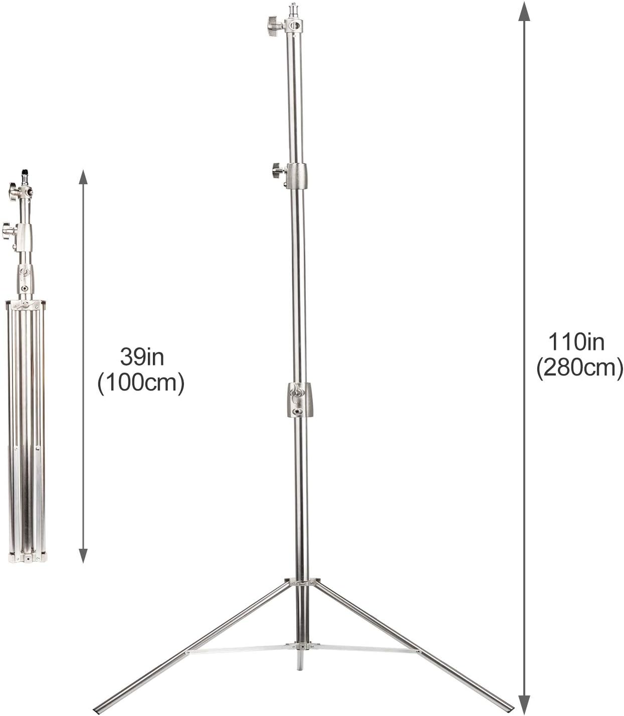2 Soportes Luz Acero Inox 9.2ft Adaptador 1/4-3/8