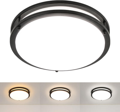 Lámpara techo LED empotrado negra 13pulg luz ajustable tricolor