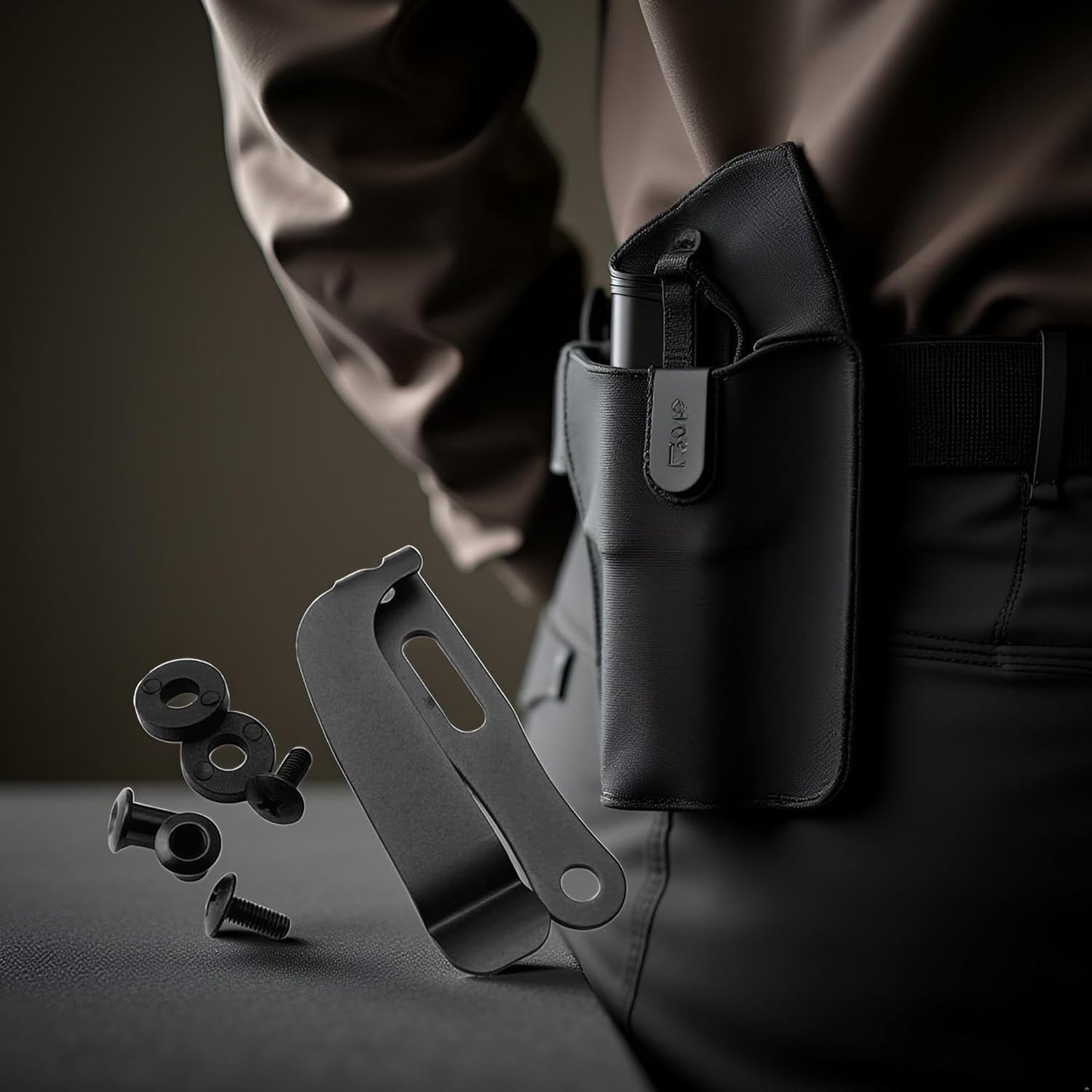 Kit clips cinturón metal para fundas cuchillo negro