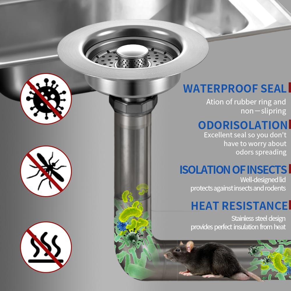 Colador drenaje fregadero 3en1 acero inox con cesta