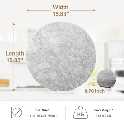 Tabla cortar redonda mármol blanco 16pulg antiadherente