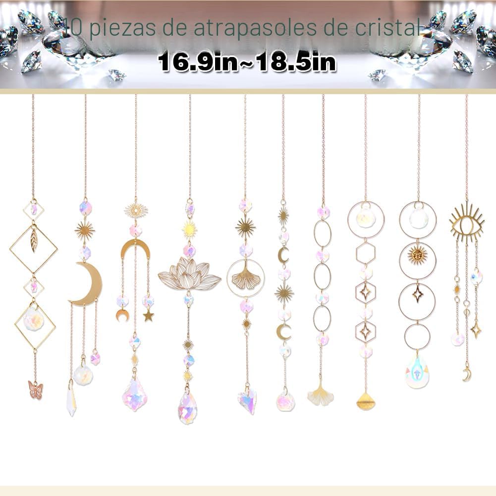 10 Pzas Atrapasueños Cristal Colgante Prisma Arcoíris