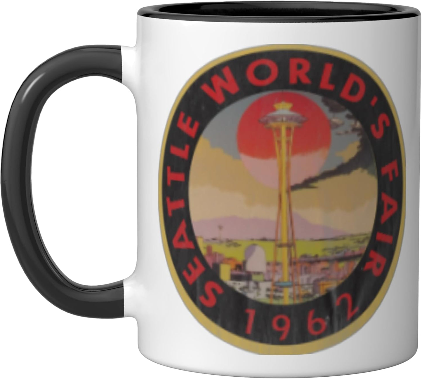 Taza cerámica Seattle World's Fair Washington Negro/Blanco