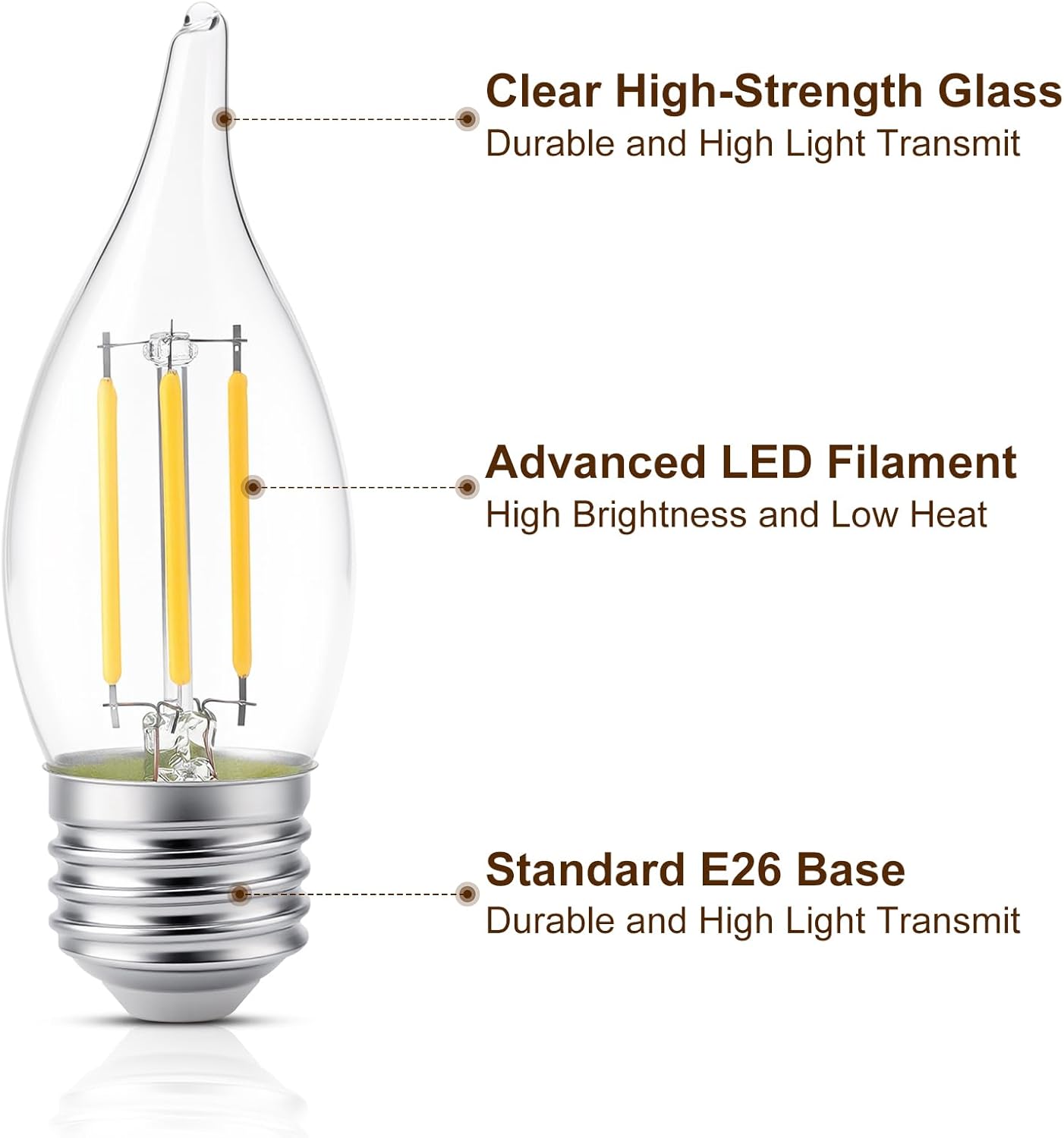 Bombilla E26 LED 4W blanco cálido para ventilador techo