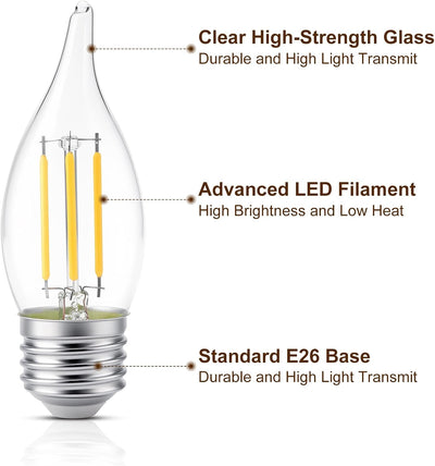 Bombilla E26 LED 4W blanco cálido para ventilador techo
